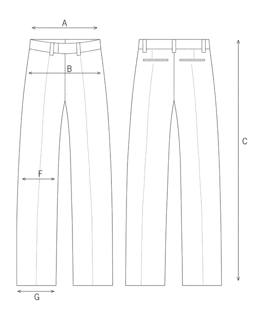 Guida misure PANTALONE IN LANA CON BASCHINA