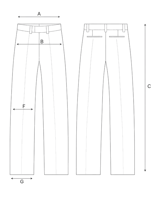Guida misure PANTALONE CON PUNTALE IN PELLE