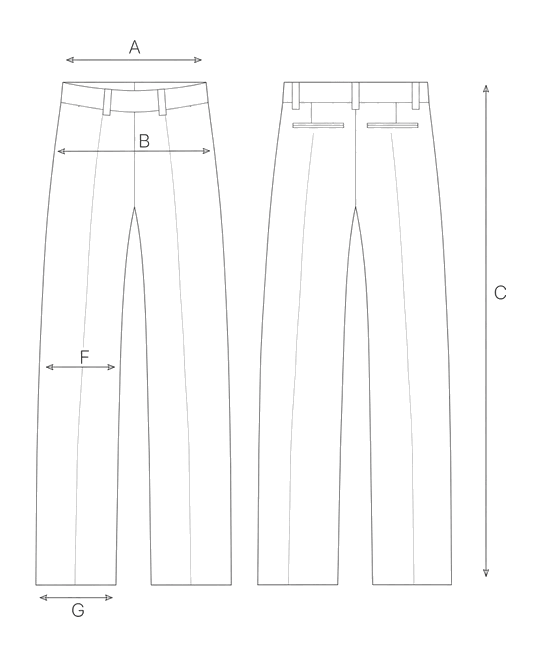 Guida misure PANTALONE STRETCH WOOL