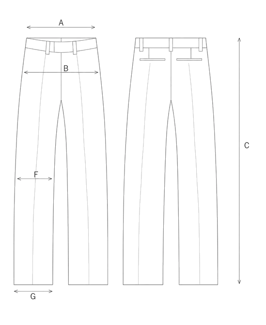 Guida misure PANTALONE DRITTO IN LANA STRETCH