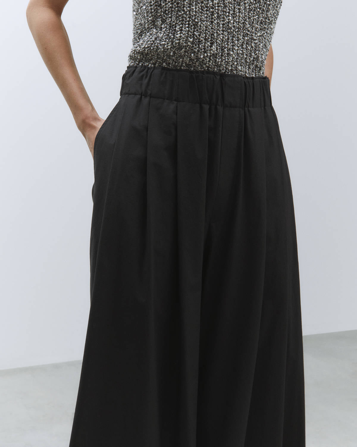 PANTALONE POPELINE WIDE LEG