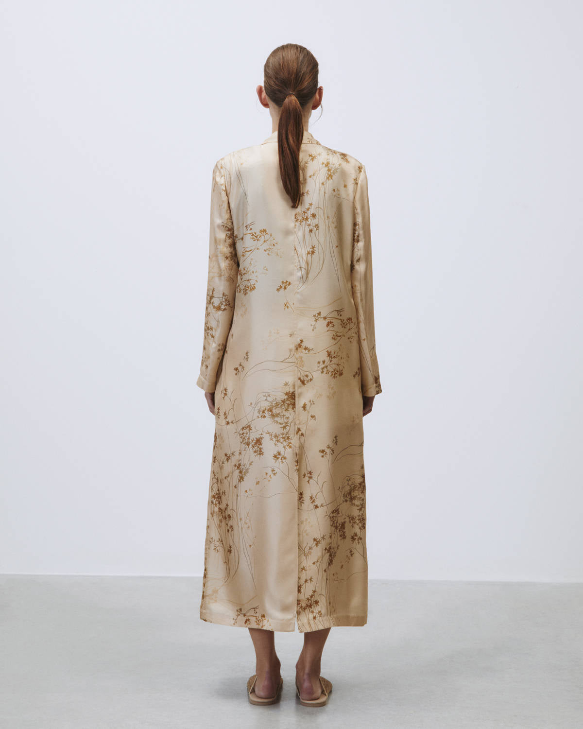 LONG PRINTED SILK DUSTER Gold