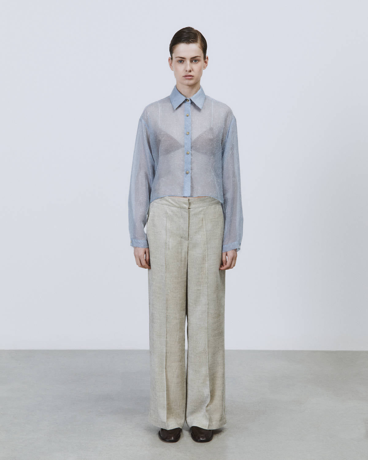 CAMICIA BOXY IN ORGANZA EFFETTO FRANGIA