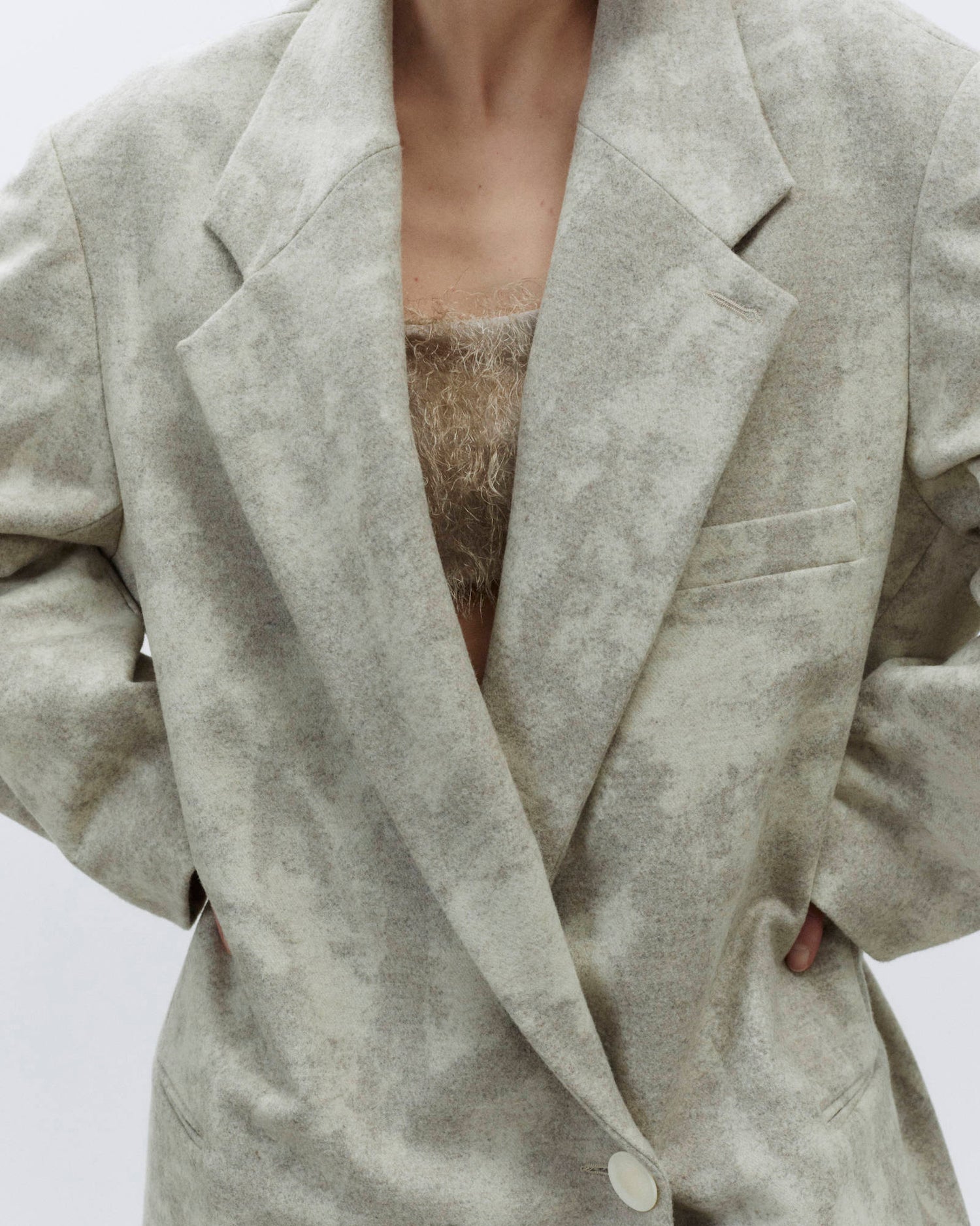 MAXI BLAZER SCRAPED WOOL