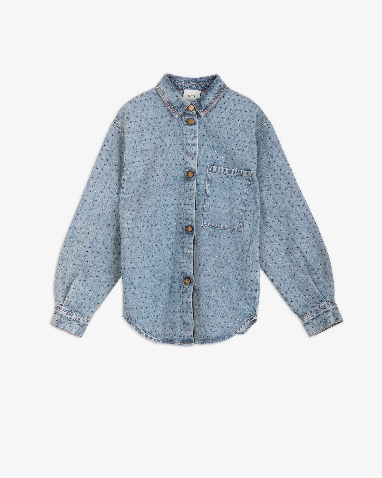 CAMICIA DENIM CON APPLICAZIONI STRASS