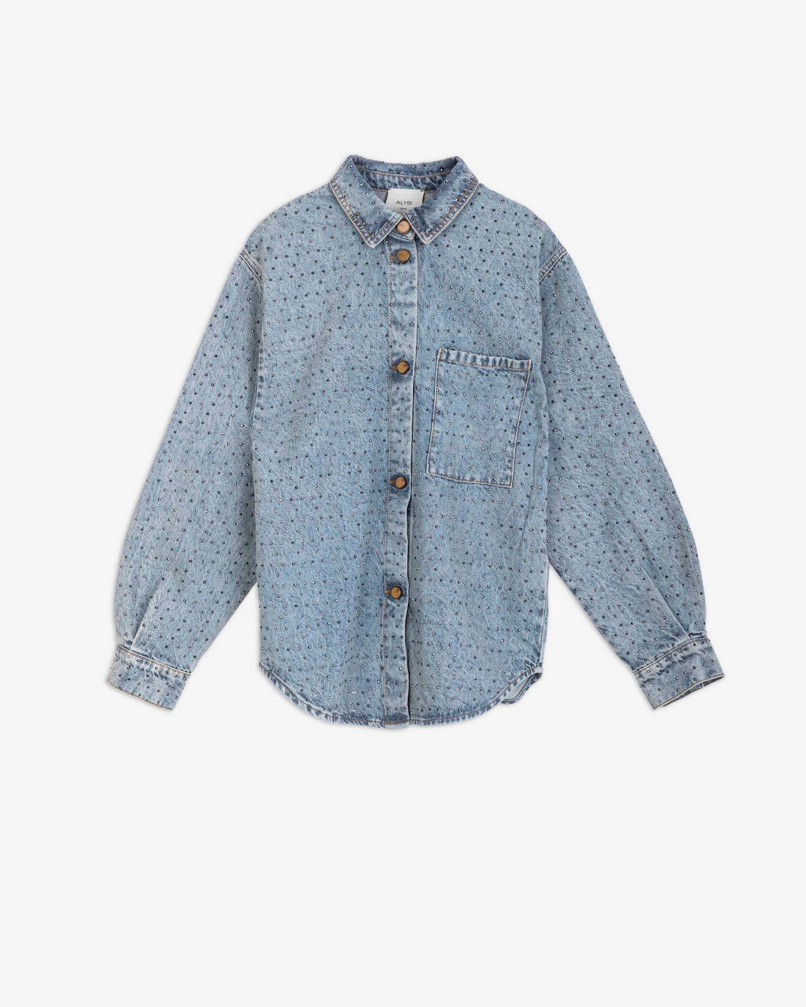 CAMICIA DENIM CON APPLICAZIONI STRASS