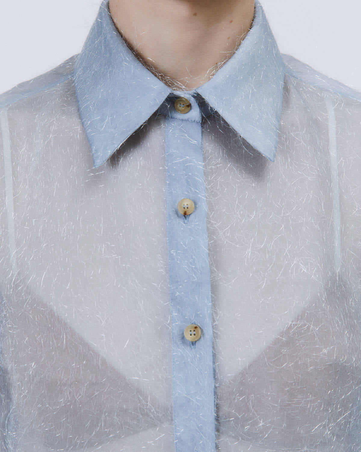 CAMICIA BOXY IN ORGANZA EFFETTO FRANGIA