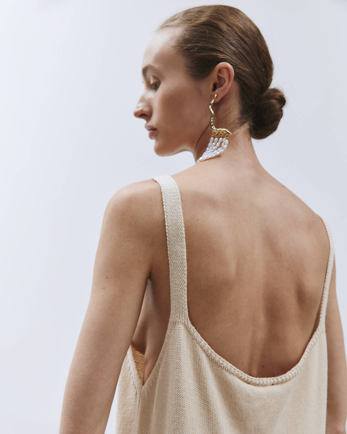 Cream KNITTED TANK DRESS