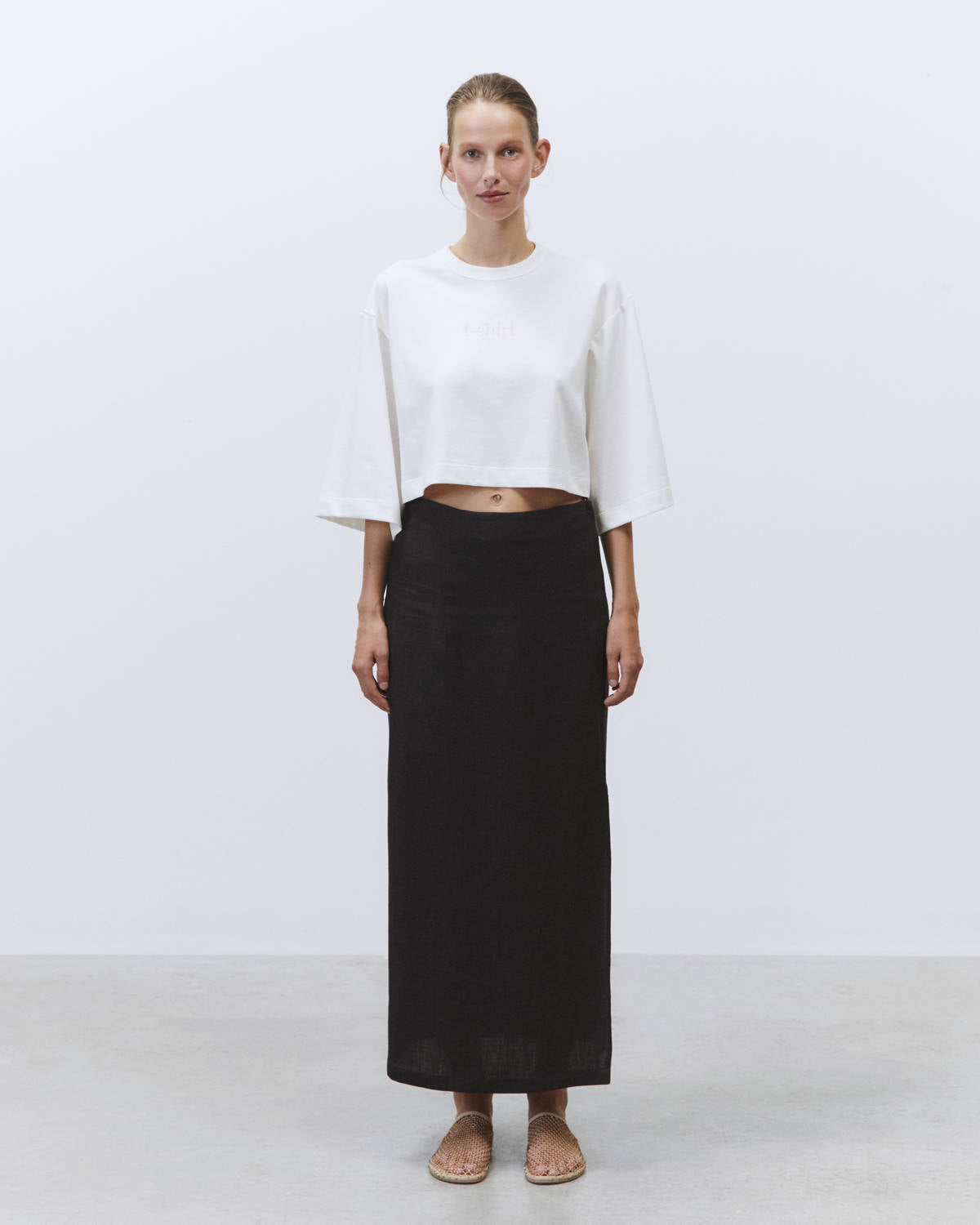 DELAVE' LINEN SKIRT SPLIT ALT Carbon